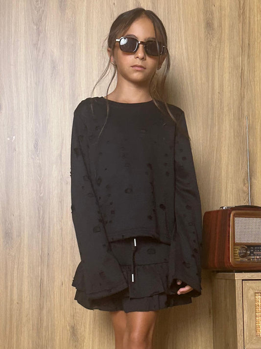 חליפה חצאית קרעים - Anne Kids Fashion