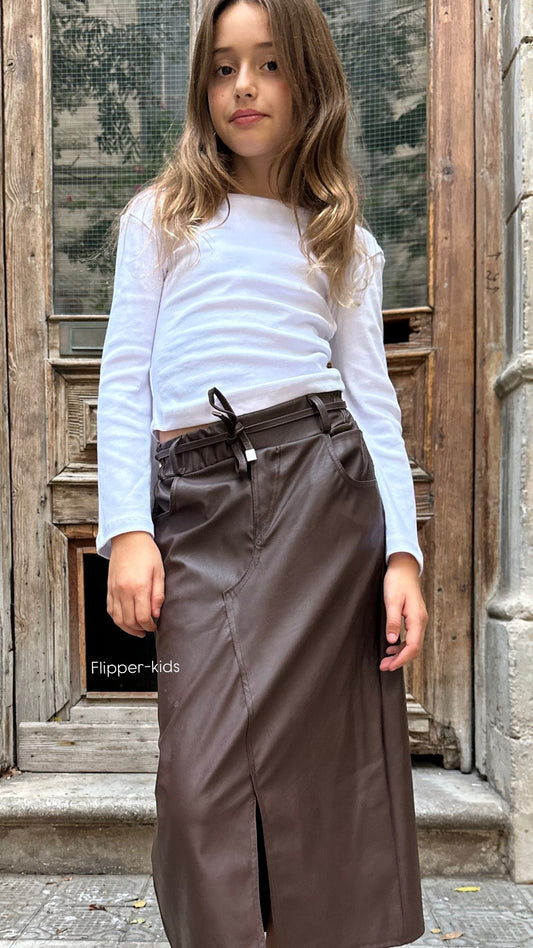 חצאית מקסי דמוי עור