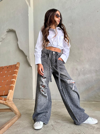 ג׳ינס טקסטורה מנומר - Anne Kids Fashion