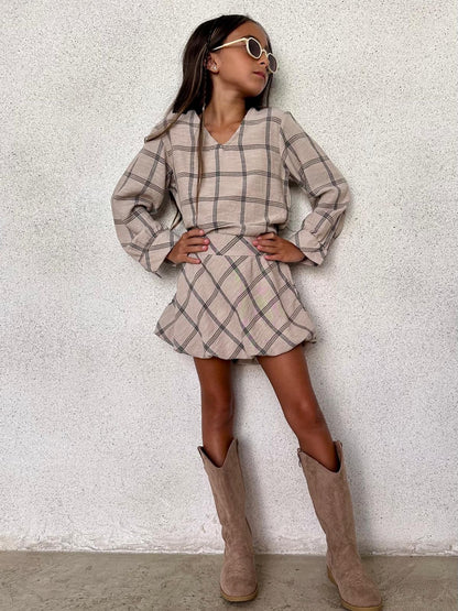שמלה משבצות - Anne Kids Fashion