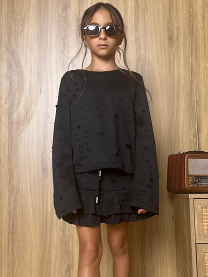חליפה חצאית קרעים - Anne Kids Fashion