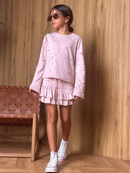 חליפה חצאית קרעים - Anne Kids Fashion