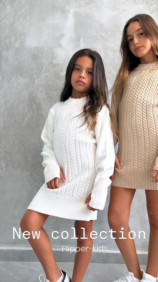 שמלת שריג צמות - Anne Kids Fashion