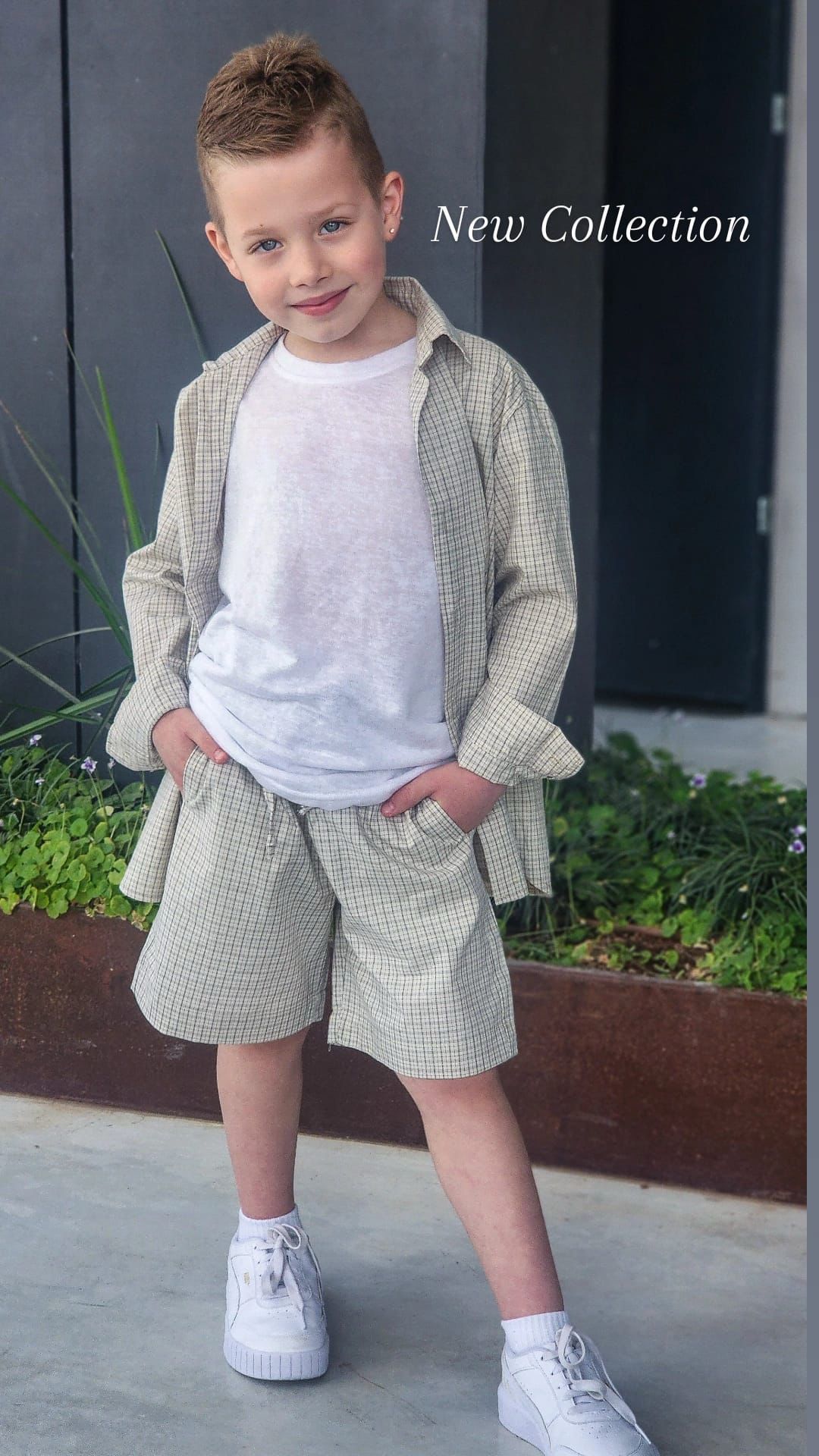 סט טריו בנים צבע חום