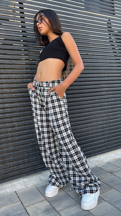 מכנס משובץ שחור - Anne Kids Fashion
