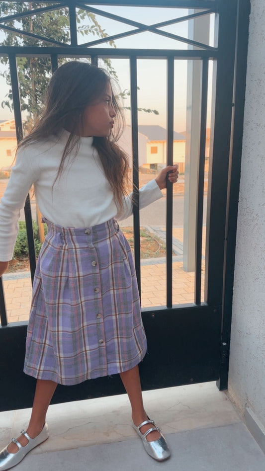 חצאית מקסי כפתורים/משובצת